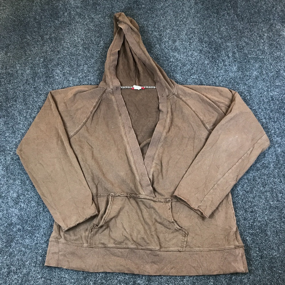 Unionbay Hoodie Womens 2X Brown Cotton Raglan Sleeve Kangaroo Pocket Wrap Front